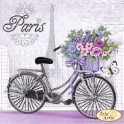 Схема вышивки бисером на атласе Парижский велосипед
