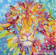 Схема для вышивки бисером на холсте Разноцветный лев Абрис Арт АС-365