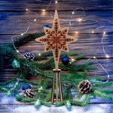 Набор для вышивки бисером по дереву Новогодняя звезда (красная) Волшебная страна FLK-474