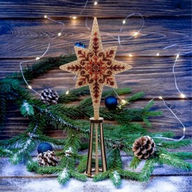 Набор для вышивки бисером по дереву Новогодняя звезда (красная)