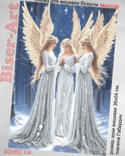 Схема вышивки бисером на габардине Белоcнежные ангелы  Biser-Art 40х60-А3038