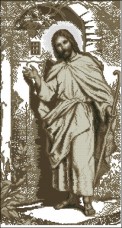 Схема вышивки бисером на габардине Ісус стукає в двері Эдельвейс С-209
