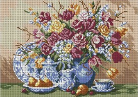 Схема вышивки бисером на габардине Весенние цветы Акорнс А3-К-753 - 87.00грн.