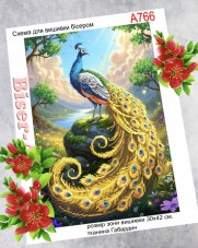 Схема вышивки бисером на габардине Бисер Арт Летний павлин 30х40-А766 Biser-Art 30х40-А766