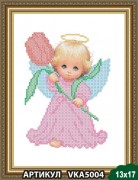 Рисунок на ткани для вышивки бисером Ангелочек с тюльпаном