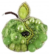 Брошь из бисера зеленое яблоко Cristal Art БП-256