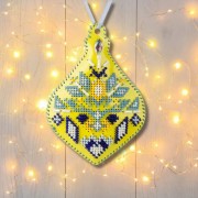 Набор для вышивки бисером на искусственной коже Волшебная страна Елочная игрушка - Сосулька FLBB-164 Желтый