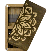 Шкатулка  для бисера прямоугольная с деревянной крышкой Мандала 2 отделения