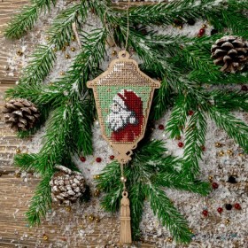 Набор для вышивки бисером по дереву Фонарик Санта