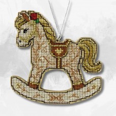 Набор для вышивки нитками по дереву Волшебная страна Елочная игрушка - Лошадка - качалка FLW-083 Волшебная страна FLW-083