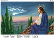 Схема вышивки бисером на атласе Иисус на оливковой горе Юма ЮМА-3120