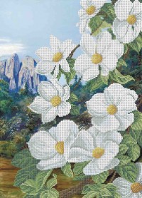 Схема вишивкі бісером на габардині Гірські квіти Акорнс А3-К-909 - 96.00грн.
