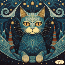 Схема вышивки бисером на атласе Космо-кот Tela Artis (Тэла Артис) ТА-526