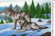Схема вышивки бисером на атласе Волки