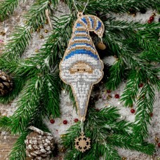 Набор для вышивки бисером по дереву Санта в цветой шапке Волшебная страна FLK-457