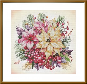 Набор для вышивки крестиком на канве с фоновым изображением Рождественкие цветы Новая Слобода (Нова слобода) СР2313 - 525.00грн.
