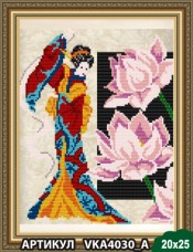 Рисунок на ткани для вышивки бисером Девушка с лотосом Art Solo VKA4030А