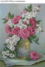 Схема для вышивки бисером на габардине Розы и ромашки Acorns А6-Д-049