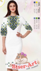 Заготовка жіного плаття на білому габардині Biser-Art 6043 біл гб - 555.00грн.