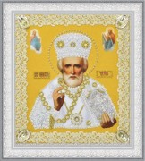 Набор для вышивки бисером Икона Святителя Чудотворца (золото) ажур