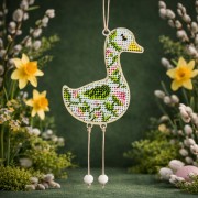 Набір для вишивання бісером Іграшка Великодня Квіткова Гусочка Кольорова D-09