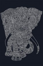 Схема вышивки бисером на атласе Слон (на чёрном) А-строчка АХ2-043