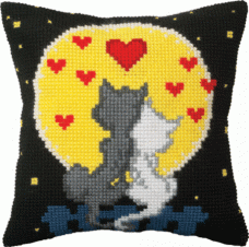 Набор для вышивки подушки крестиком Влюбленные коты Чарiвна мить (Чаривна мить) РТ-166