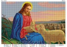 Схема вышивки бисером на атласе Иисус с ягнёнком Юма ЮМА-3116
