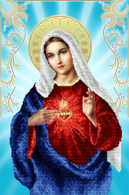 Схема для вышивки бисером на атласе Непорочное сердце Марии