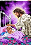 Схема вышивки бисером на габардине Иисус оберегает девочку 