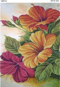 Схема для вышивки бисером на габардине Цветы