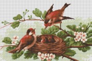 Набор для вышивки крестом Птички в гнезде