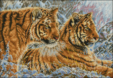 Схема вышивки бисером на габардине Тигры Эдельвейс А-2-048