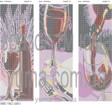 Схема вишивки бісером на габардині Вино (Триптих)