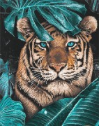 Схема вышивки бисером на атласе Тигр в джунглях