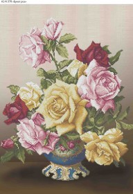 Схема для вышивки бисером на габардине Букет роз