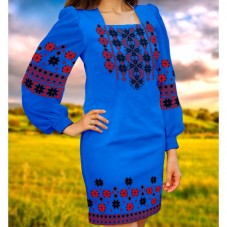 Заготовка женского платья на синем габардине Biser-Art Bis6046 синій