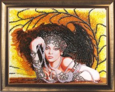 Рисунок на атласе для вышивки бисером Леди в черном Баттерфляй (Butterfly) СА426
