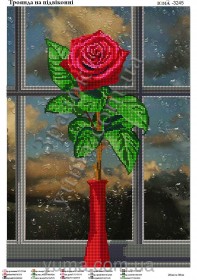 Схема вышивки бисером на габардине Роза на окне