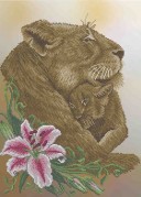 Схема вишивкі бісером на габардині Південно-африканськи леви
