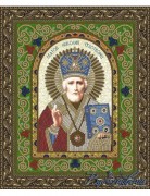 Схема для вышивки бисером на атласе Икона Святой Николай Чудотворец