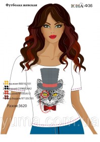 Женская футболка для вышивки бисером Мистер кот Юма ЮМА-Ф36 - 250.00грн.