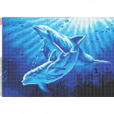 Схема вышивки бисером на габардине Семья дельфинов Biser-Art 30х40-530