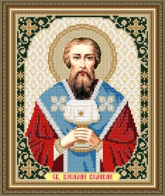 Схема вышивки бисером на габардине Св.Василий Великий