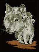 Схема вышивки бисером на габардине  Волки