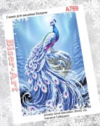 Схема вышивки бисером на габардине Бисер Арт Зимний павлин 30х40-А769