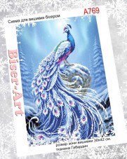 Схема вышивки бисером на габардине Бисер Арт Зимний павлин 30х40-А769 Biser-Art 30х40-А769