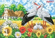 Схема вишивки бісером на габардині Бісер Арт Родина лелек 30х40-В597