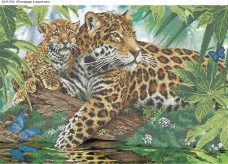 Схема для вышивки бисером на габардине Леопарды в джунглях Acorns А2-К-556