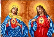 Схема для вышивки бисером на габардине Дева Мария и Иисус Христос